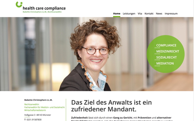 Webdesign Referenzen -Health Care Compliance Münster