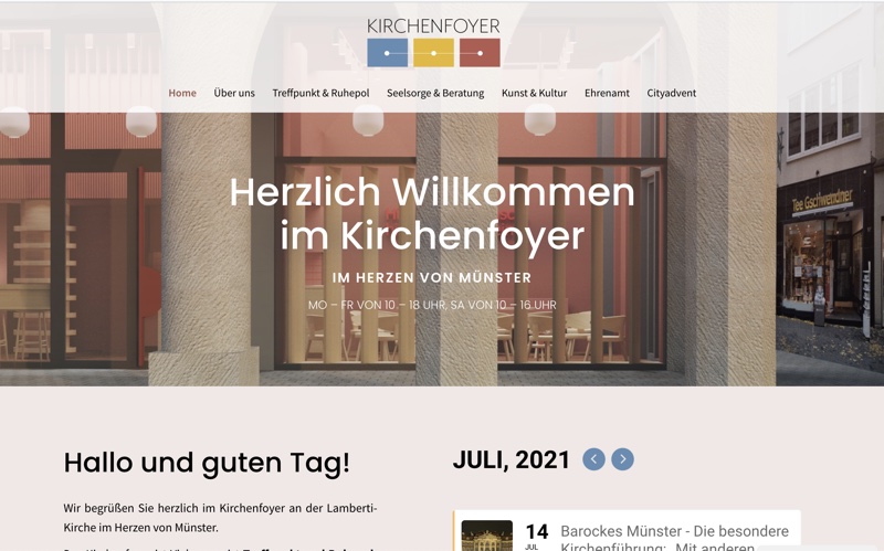 Webdesign Referenzen- Kirchenfoyer