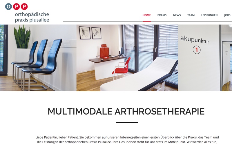 Webdesign Referenzen-Orthopädische Praxis Piusallee Münster