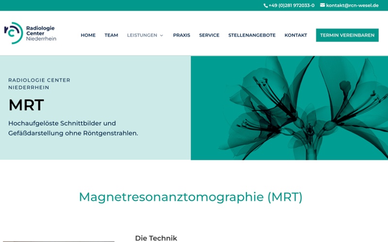 Webdesign Radiologie Center Niederrhein